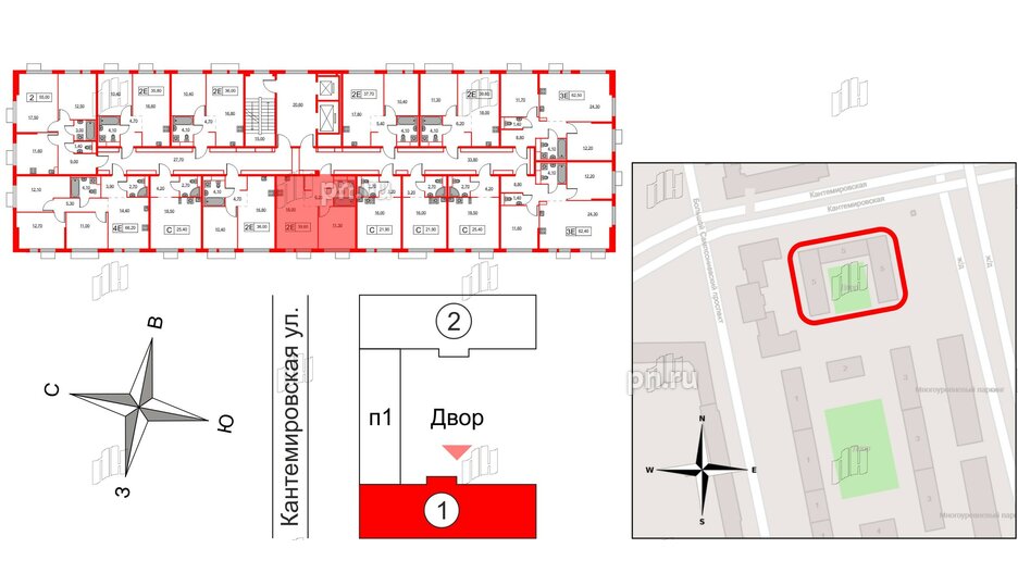 Квартира в ЖК Кантемировская 11, 1 комнатная, 39.6 м², 5 этаж