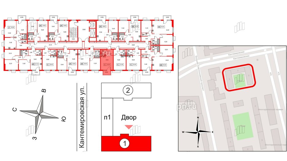 Квартира в ЖК Кантемировская 11, студия, 22.8 м², 4 этаж