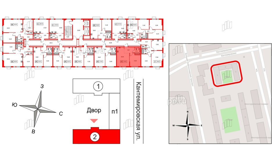 Квартира в ЖК Кантемировская 11, 1 комнатная, 44.9 м², 11 этаж