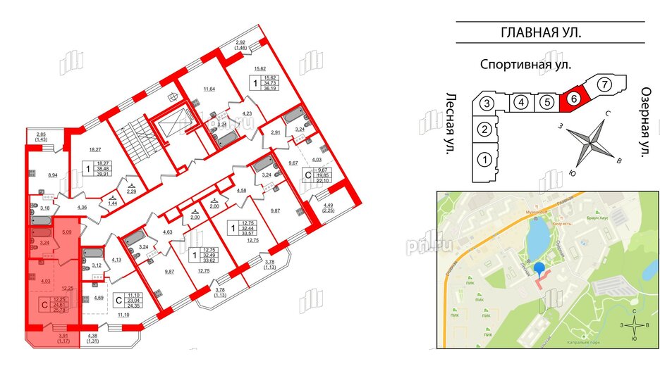 Квартира в ЖК Капральский, студия, 25.78 м², 7 этаж