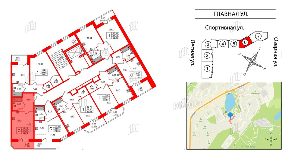 Квартира в ЖК Капральский, студия, 25.78 м², 8 этаж