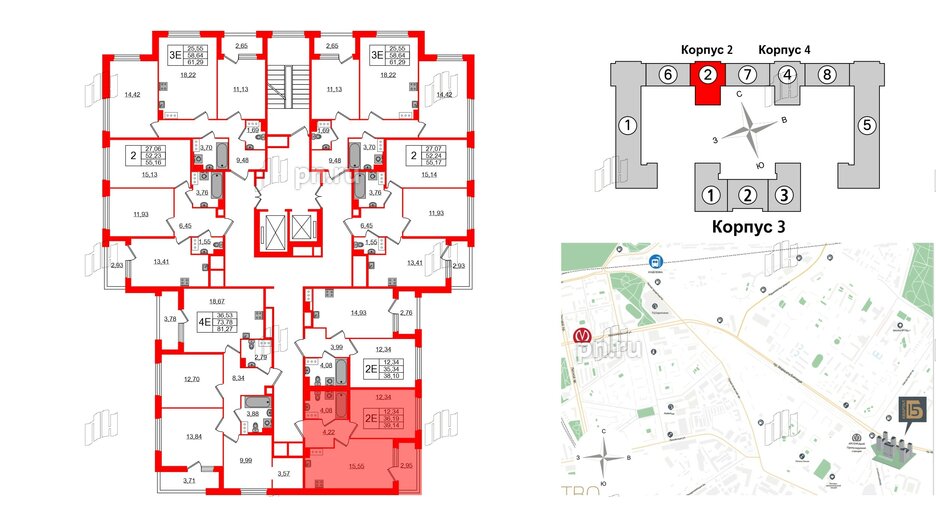 Квартира в ЖК Квартал Б15, 1 комнатная, 36.19 м², 4 этаж