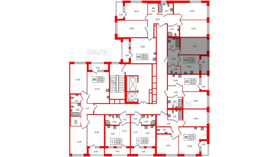 Квартира в ЖК Квартал Б15, 1 комнатная, 37.95 м², 3 этаж