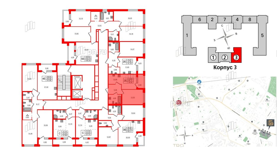 Квартира в ЖК Квартал Б15, 1 комнатная, 36.15 м², 3 этаж