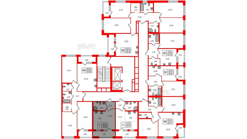 Квартира в ЖК Квартал Б15, студия, 23.3 м², 3 этаж