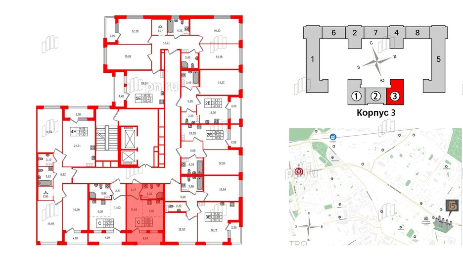 Квартира в ЖК Квартал Б15, студия, 23.02 м², 4 этаж