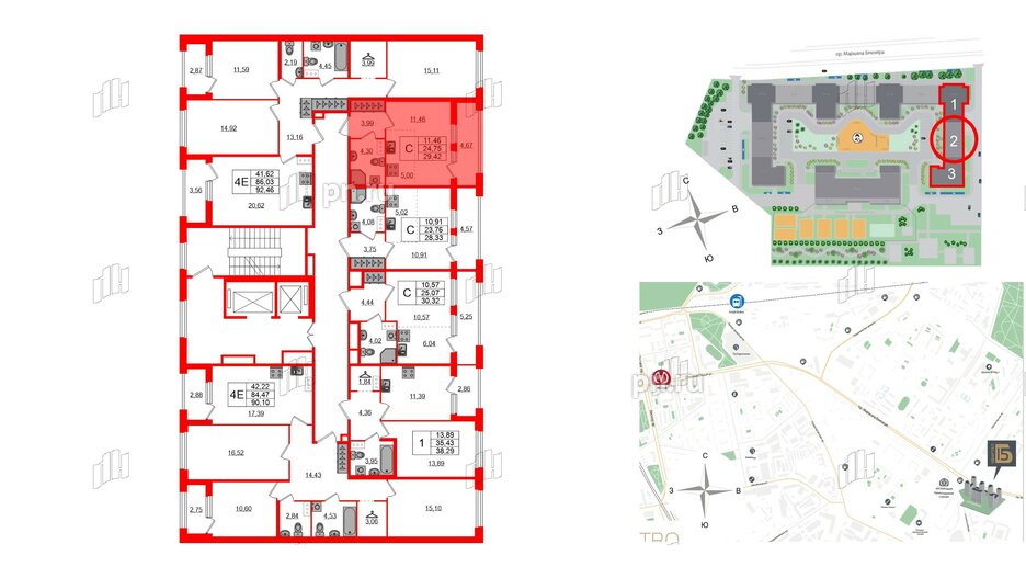 Квартира в ЖК Квартал Б15, студия, 24.75 м², 3 этаж