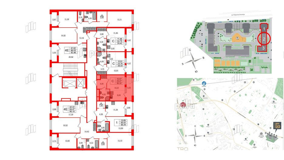 Квартира в ЖК Квартал Б15, студия, 25.07 м², 3 этаж