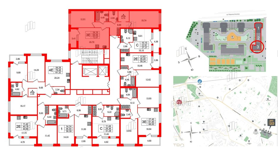 Квартира в ЖК Квартал Б15, 2 комнатная, 68.66 м², 2 этаж