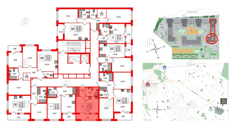 Квартира в ЖК Квартал Б15, студия, 26.36 м², 2 этаж
