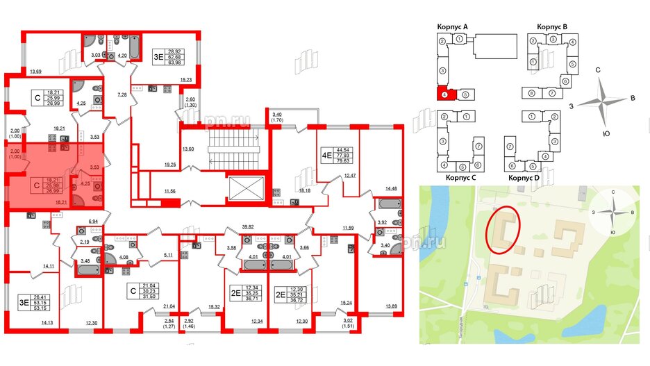 Квартира в ЖК Квартал Заречье, студия, 26.99 м², 4 этаж