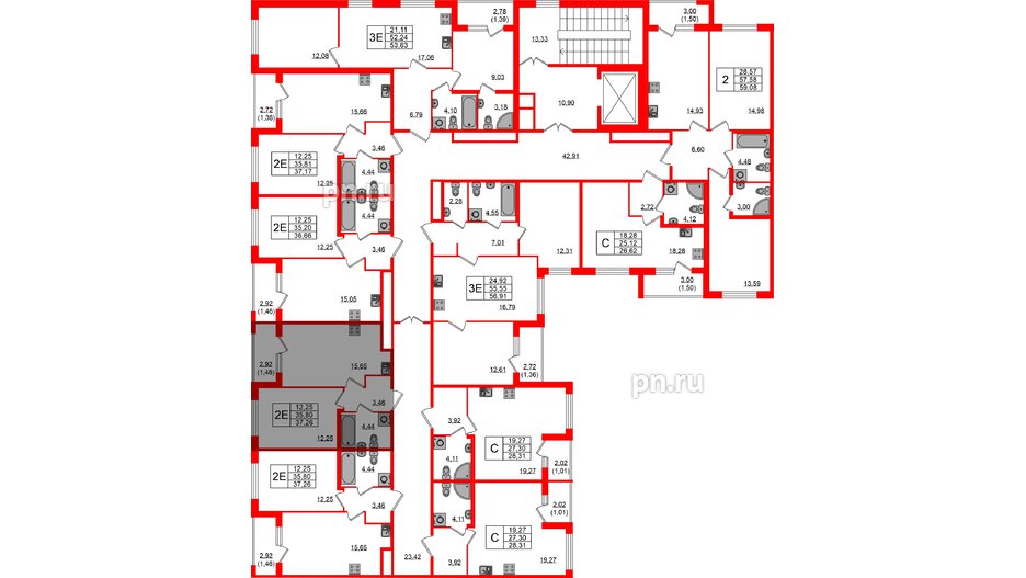 Квартира в ЖК Квартал Заречье, 1 комнатная, 37.26 м², 2 этаж