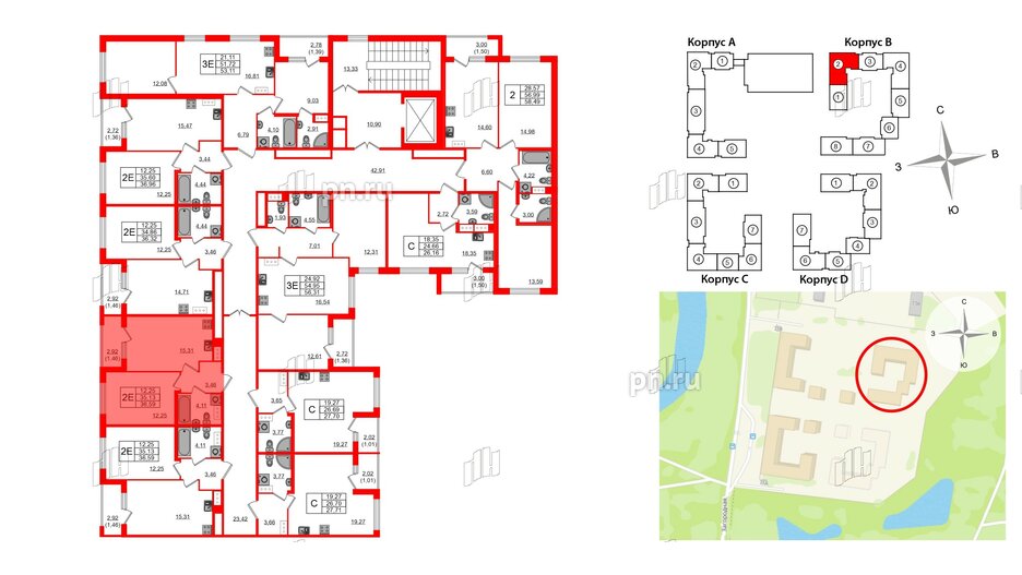 Квартира в ЖК Квартал Заречье, 1 комнатная, 36.59 м², 6 этаж