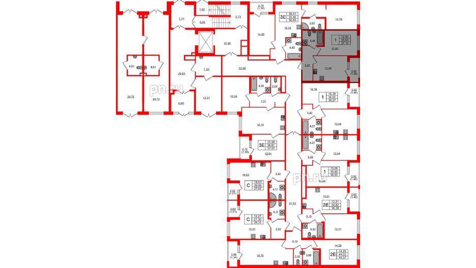 Квартира в ЖК Квартал Заречье, 1 комнатная, 37.1 м², 1 этаж