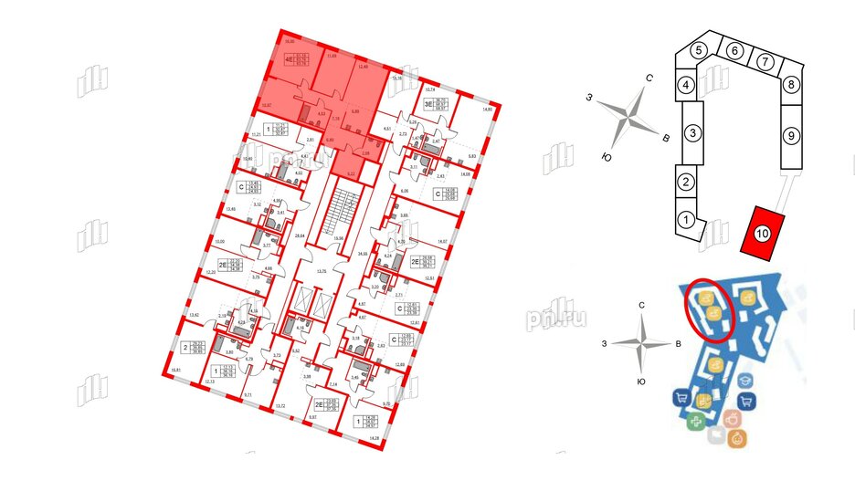 Квартира в ЖК Квартал Лаголово, 3 комнатная, 83.76 м², 2 этаж