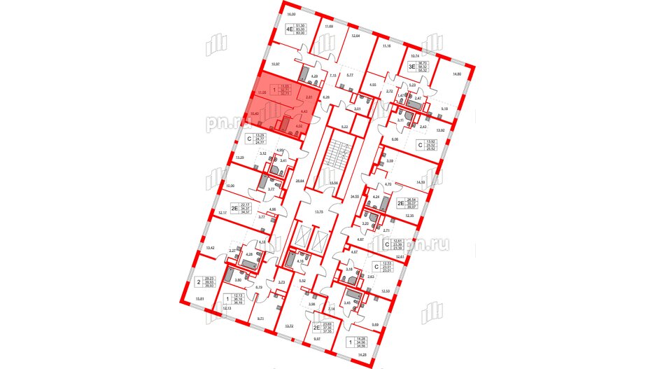 Квартира в ЖК Квартал Лаголово, 1 комнатная, 32.71 м², 6 этаж