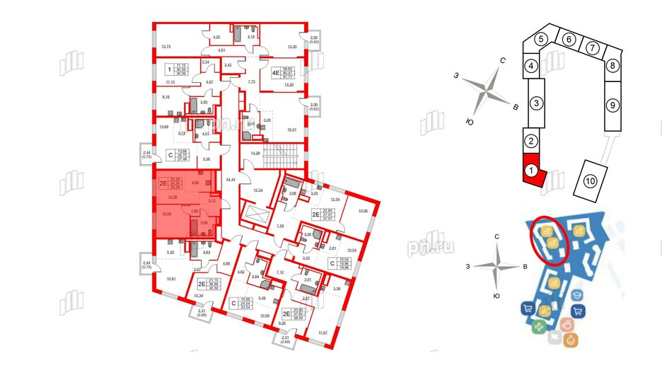 Квартира в ЖК Квартал Лаголово, 1 комнатная, 34.28 м², 3 этаж