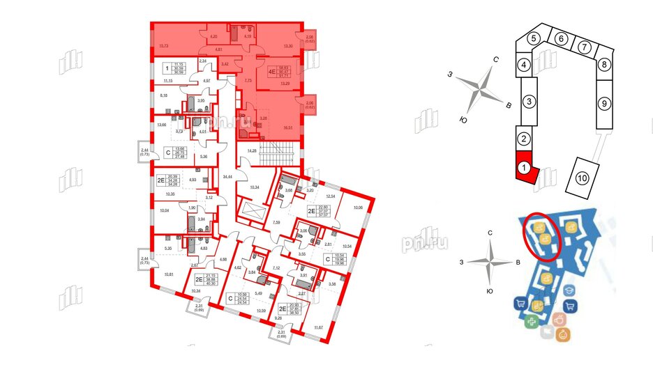 Квартира в ЖК Квартал Лаголово, 3 комнатная, 91.71 м², 5 этаж