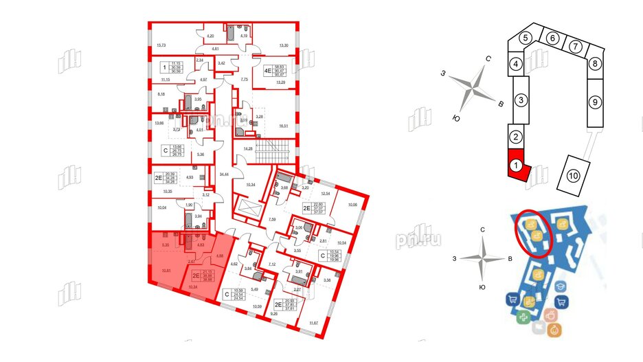 Квартира в ЖК Квартал Лаголово, 1 комнатная, 38.88 м², 8 этаж