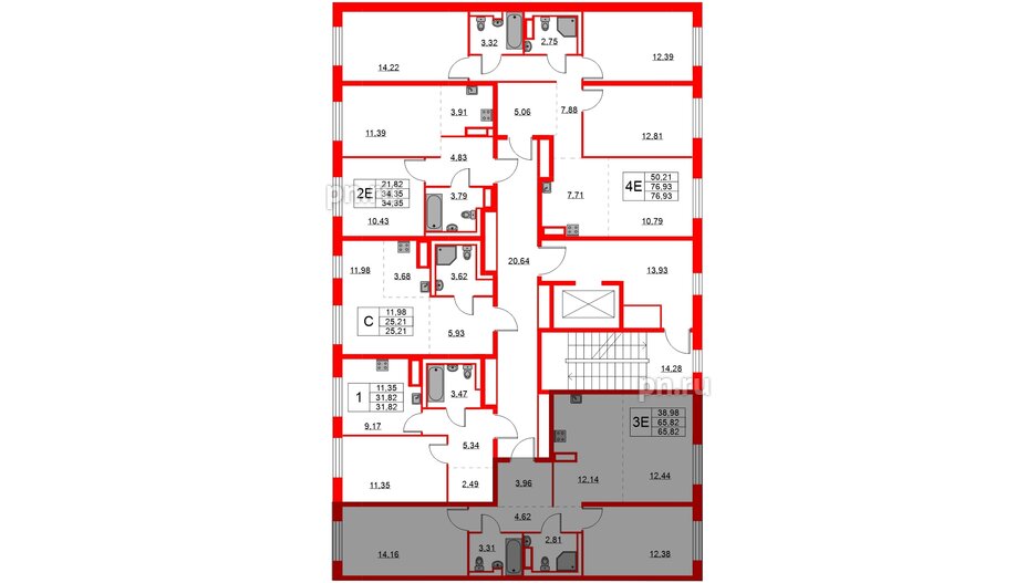 Квартира в ЖК Квартал Лаголово, 2 комнатная, 65.82 м², 9 этаж