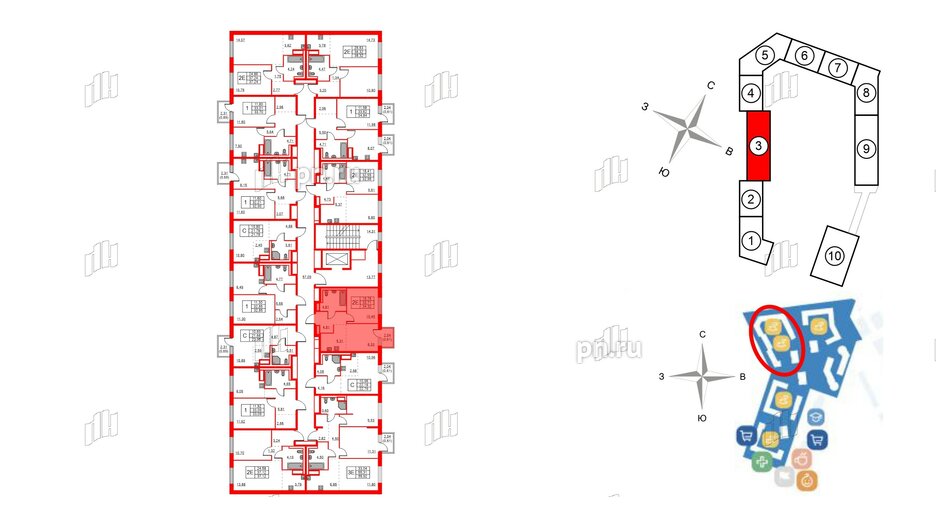 Квартира в ЖК Квартал Лаголово, 1 комнатная, 34.32 м², 5 этаж