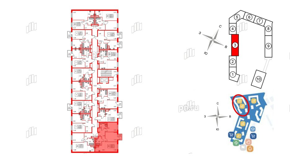 Квартира в ЖК Квартал Лаголово, 2 комнатная, 55.92 м², 7 этаж