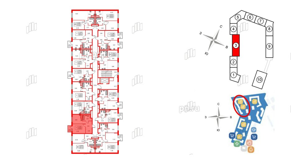 Квартира в ЖК Квартал Лаголово, 1 комнатная, 33.78 м², 6 этаж