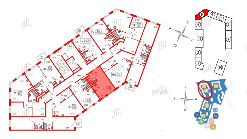 Квартира в ЖК Квартал Лаголово, студия, 22.23 м², 7 этаж