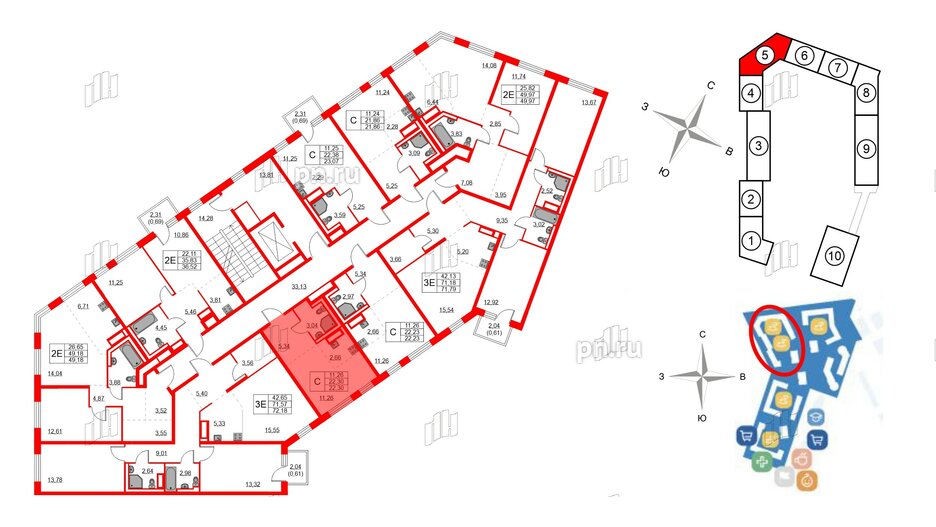 Квартира в ЖК Квартал Лаголово, студия, 22.3 м², 3 этаж