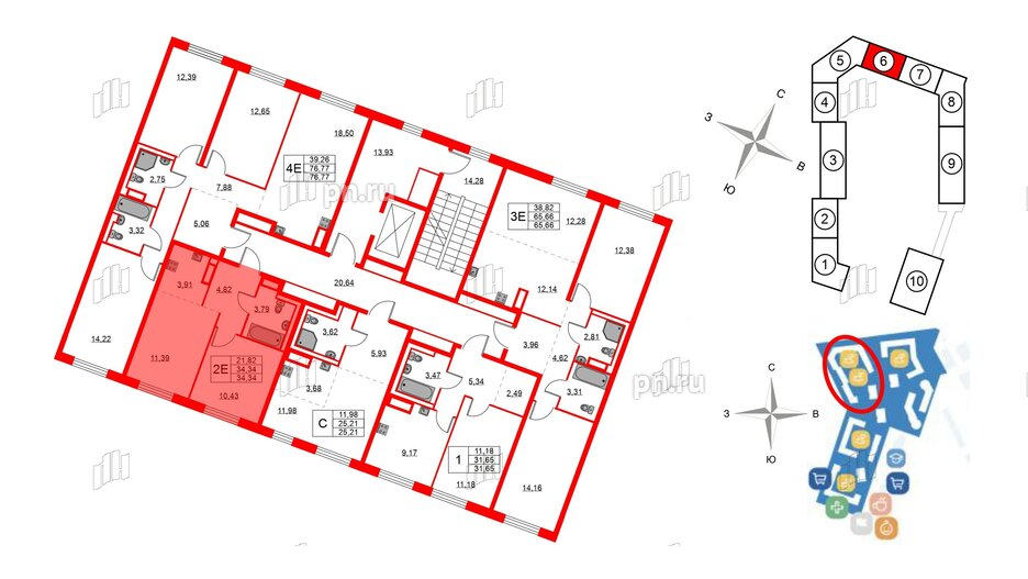 Квартира в ЖК Квартал Лаголово, 1 комнатная, 34.34 м², 8 этаж