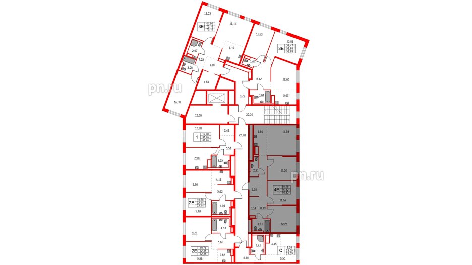 Квартира в ЖК Квартал Лаголово, 2 комнатная, 70.16 м², 8 этаж