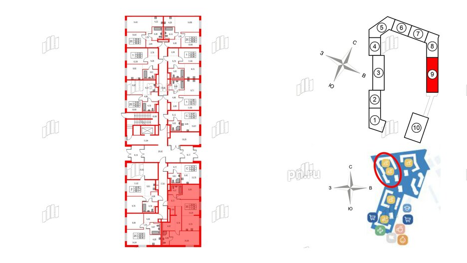 Квартира в ЖК Квартал Лаголово, 2 комнатная, 71.48 м², 1 этаж