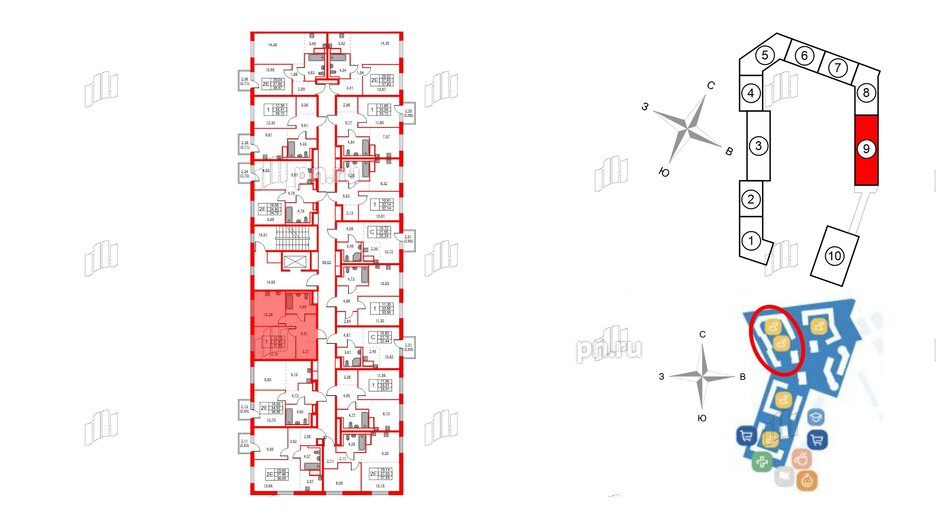 Квартира в ЖК Квартал Лаголово, 1 комнатная, 37.83 м², 2 этаж