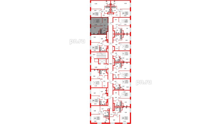 Квартира в ЖК Квартал Лаголово, 1 комнатная, 34.41 м², 9 этаж