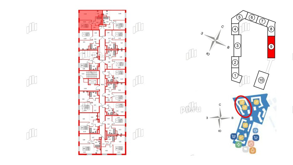 Квартира в ЖК Квартал Лаголово, 1 комнатная, 34.41 м², 8 этаж