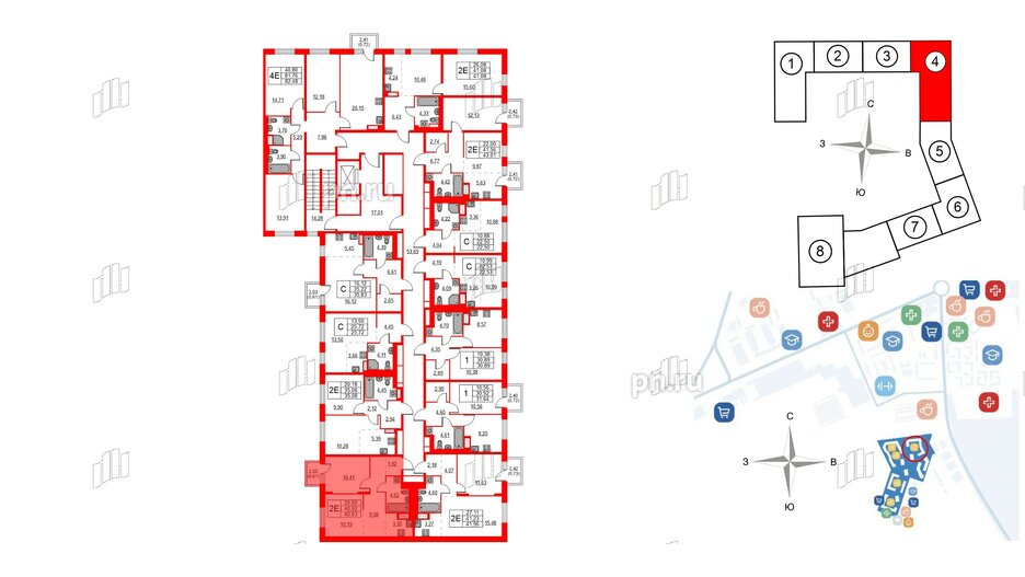 Квартира в ЖК Квартал Лаголово, 1 комнатная, 40.63 м², 3 этаж