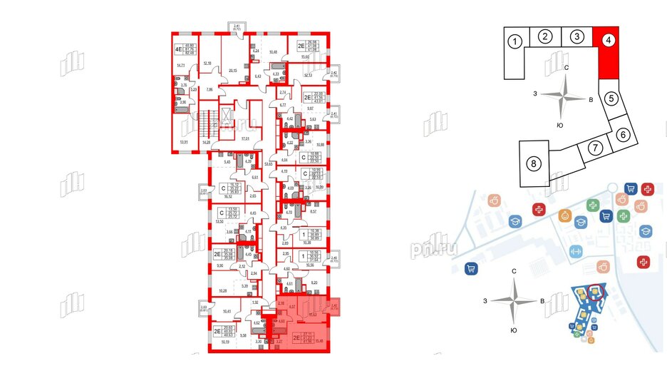 Квартира в ЖК Квартал Лаголово, 1 комнатная, 41.96 м², 7 этаж