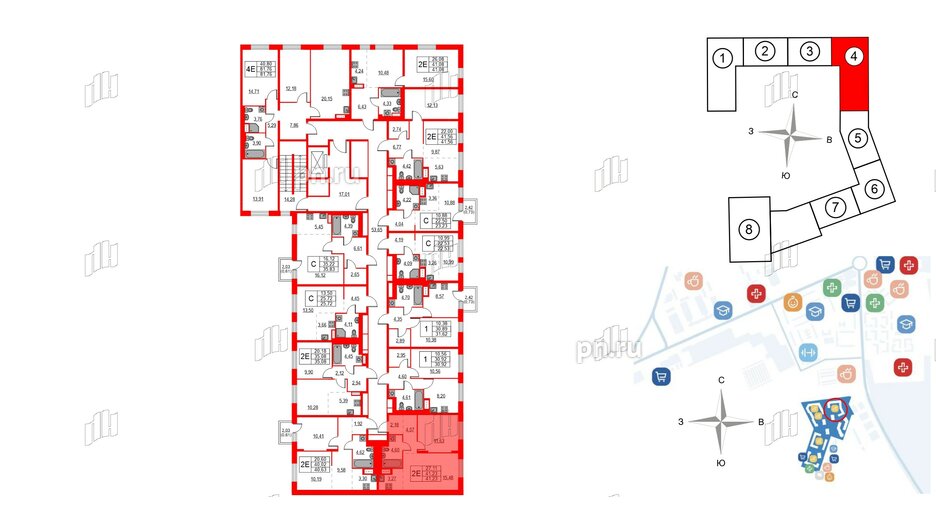 Квартира в ЖК Квартал Лаголово, 1 комнатная, 41.23 м², 4 этаж