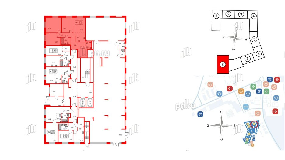 Квартира в ЖК Квартал Лаголово, 3 комнатная, 85.31 м², 1 этаж