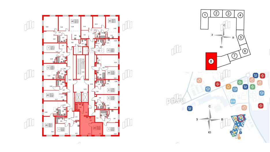 Квартира в ЖК Квартал Лаголово, 1 комнатная, 37.6 м², 2 этаж