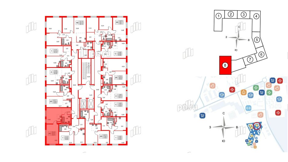 Квартира в ЖК Квартал Лаголово, 1 комнатная, 40.07 м², 2 этаж