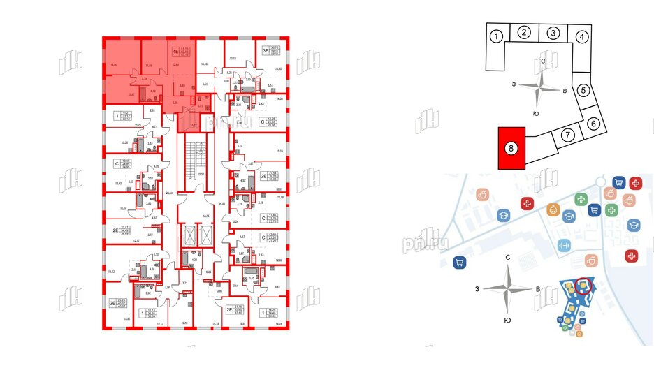 Квартира в ЖК Квартал Лаголово, 3 комнатная, 83.15 м², 2 этаж