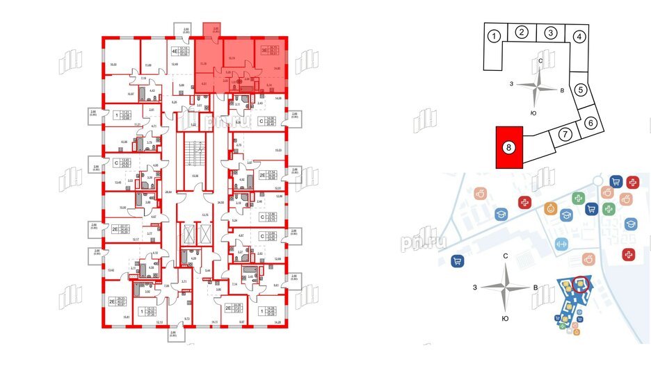 Квартира в ЖК Квартал Лаголово, 2 комнатная, 59.91 м², 3 этаж