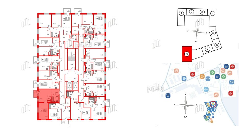 Квартира в ЖК Квартал Лаголово, 1 комнатная, 40.8 м², 9 этаж