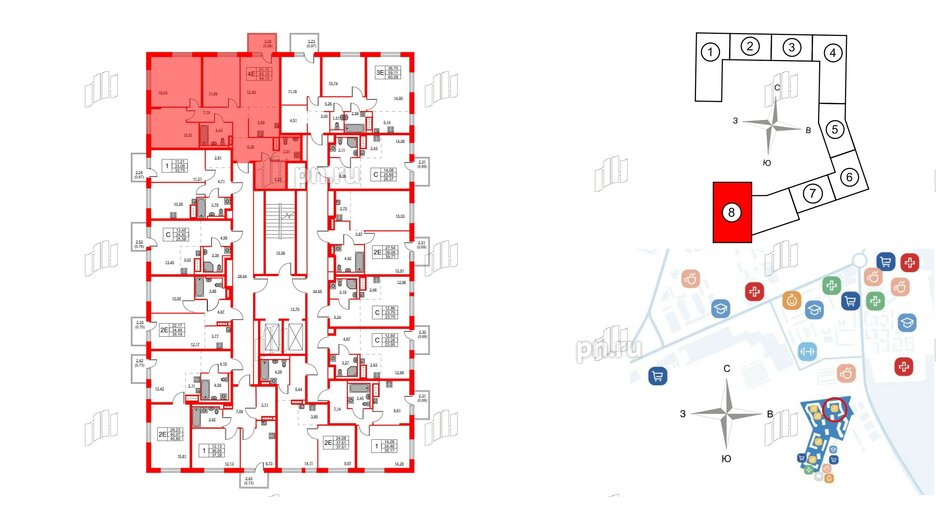 Квартира в ЖК Квартал Лаголово, 3 комнатная, 84.13 м², 9 этаж