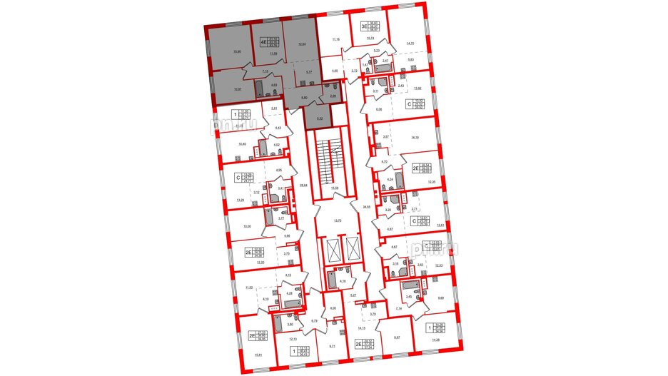 Квартира в ЖК Квартал Лаголово, 3 комнатная, 83.76 м², 2 этаж