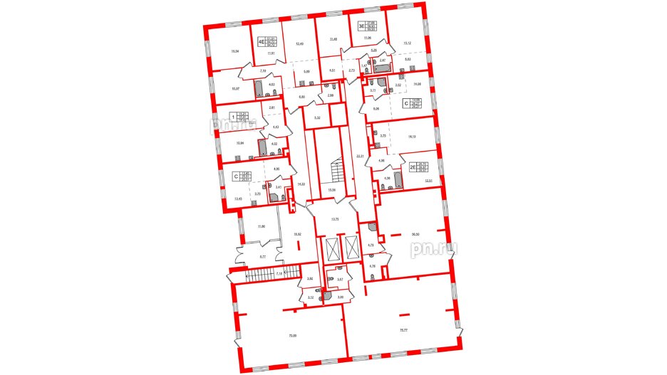 Квартира в ЖК Квартал Лаголово, 3 комнатная, 84.72 м², 1 этаж