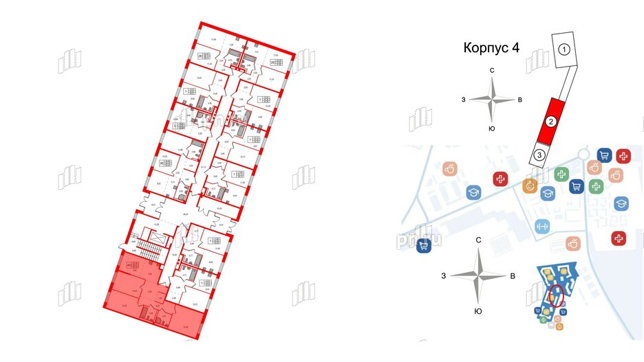 Квартира в ЖК Квартал Лаголово, 3 комнатная, 84.53 м², 1 этаж