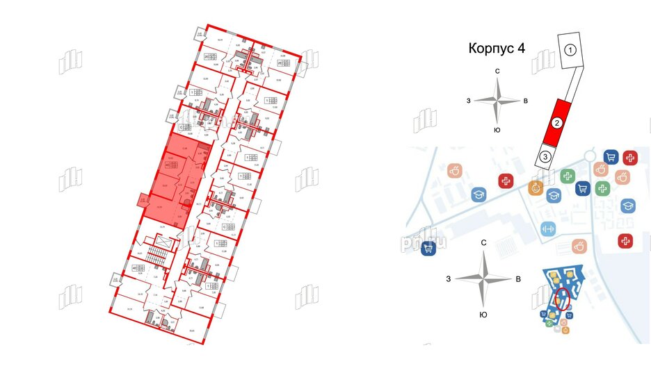 Квартира в ЖК Квартал Лаголово, 3 комнатная, 74 м², 4 этаж