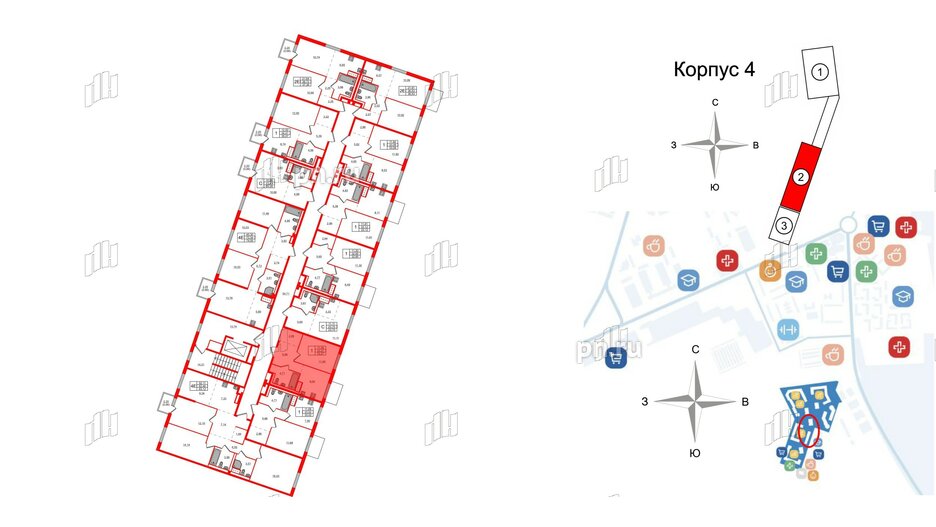 Квартира в ЖК Квартал Лаголово, 1 комнатная, 33.27 м², 4 этаж